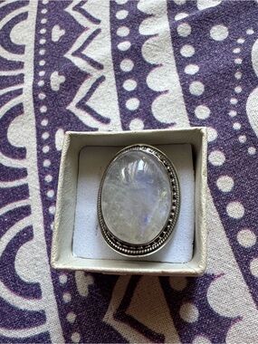 Moonstone Oval Statement Ring in Silver